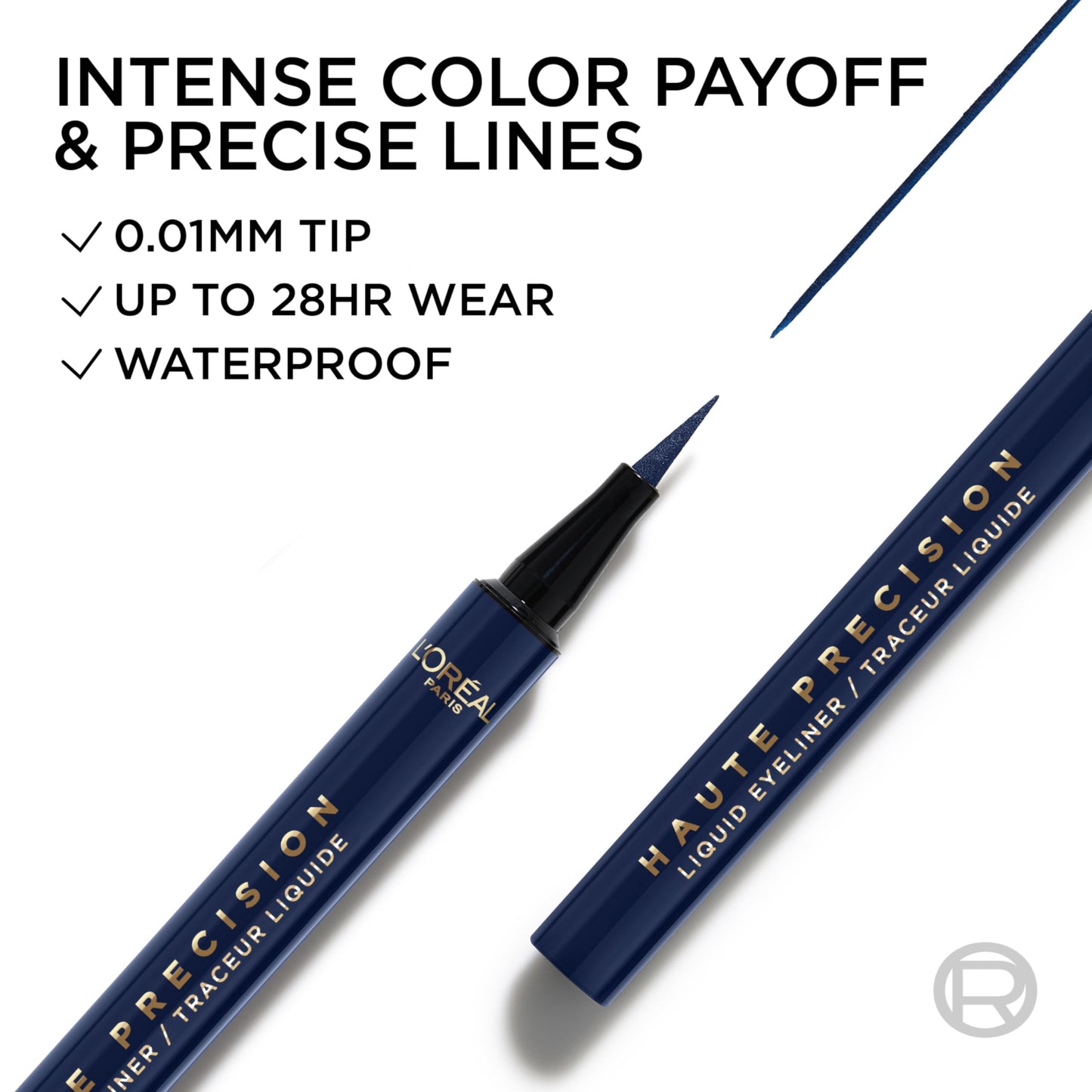 L'Oreal Paris Haute Precision Waterproof Liquid Eyeliner, Smudge-Proof Eye Liner with Micro-Tip, for up to 28HR Eye Makeup Wear, 030 Blue Suede