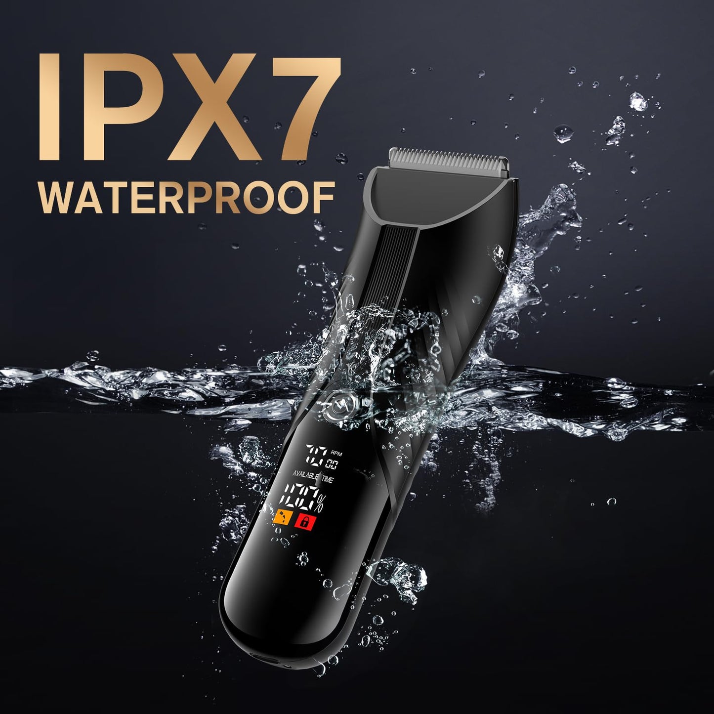 Spacekey Electric Body Hair Trimmer - IPX7 Waterproof Ball Trimmer for Men with LED Light, Wet/Dry Groomer, USB-C Rechargeable, Travel Bag Included - Men's Pubic, Groin and Body Shave
