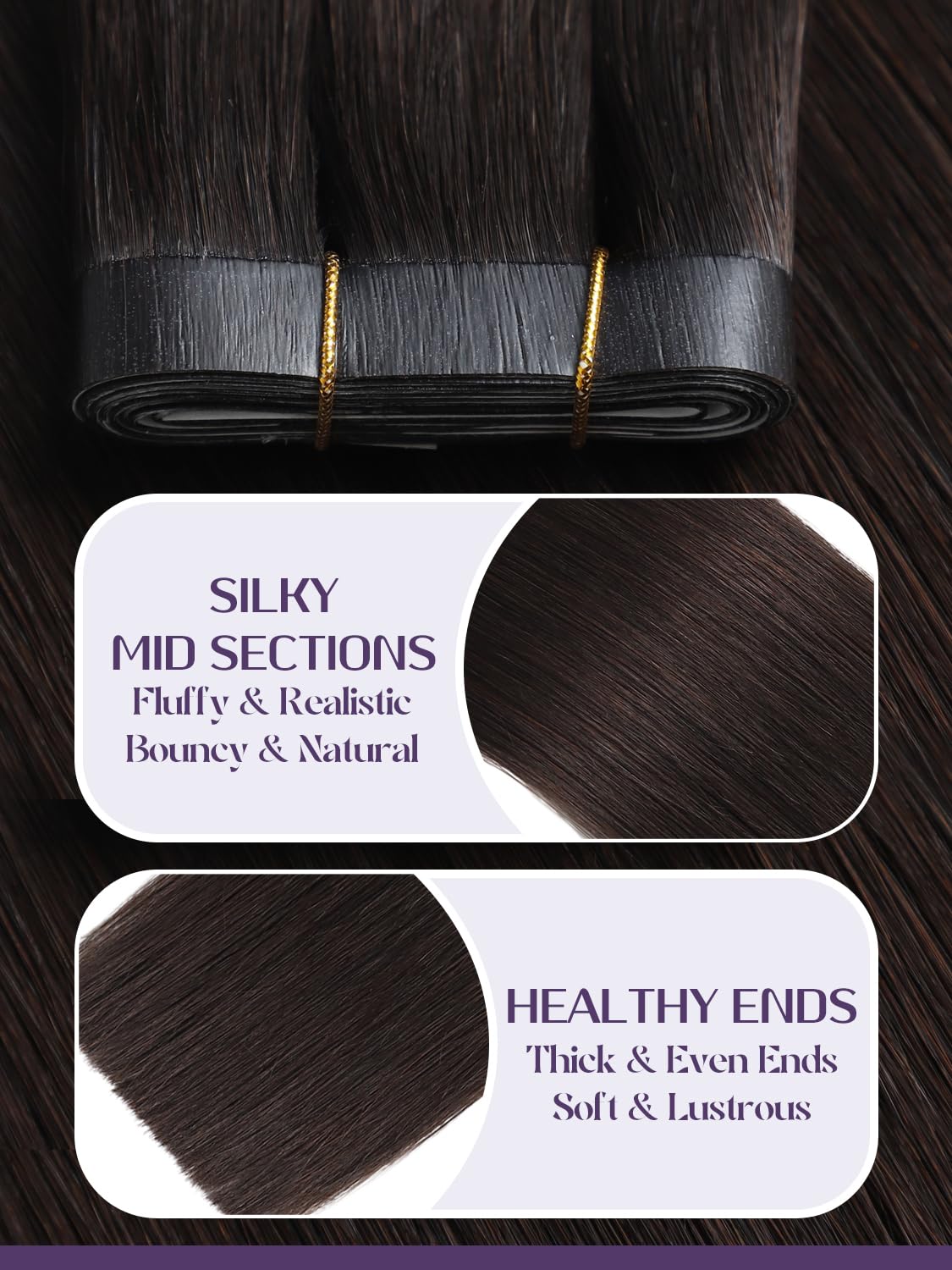 Anrosa Long Weft Tape Weft Hair Extensions 16 Inch Dark Brown Wide Seamless Tape in Hair Extensions Human Hair for Women 50G DIY Width 31.5" (80cm)