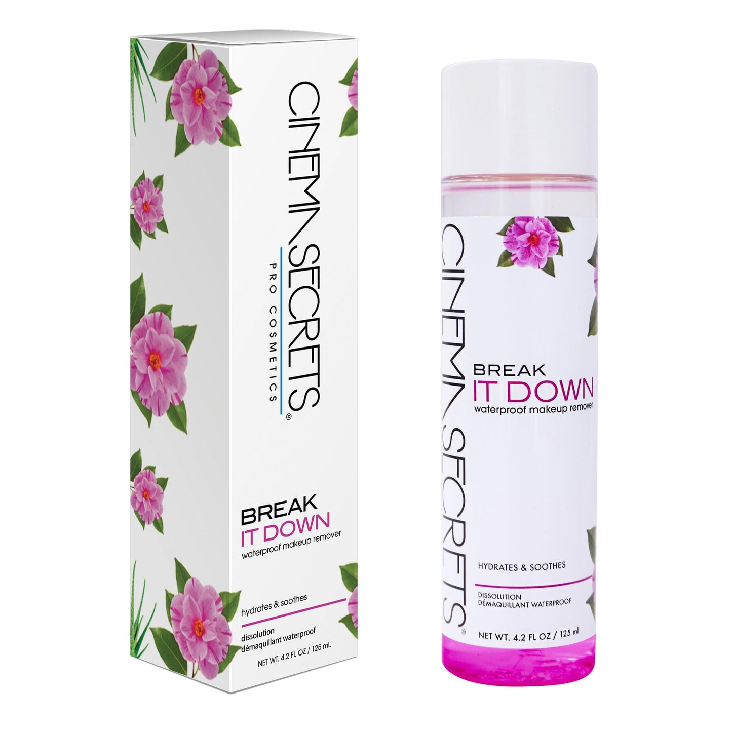 CINEMA SECRETS Break It Down Makeup Remover - Dual-Phase, Hydrating Eye & Face Cleanser for Long-Wear Makeup, Double Cleansing, Soothing & Paraben-Free Formula
