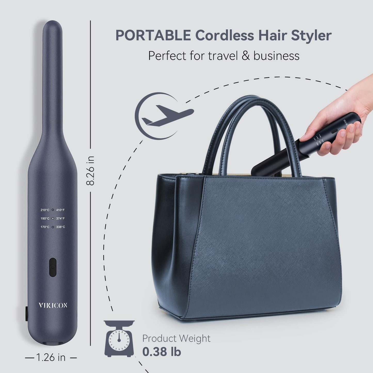 VIKICON Cordless Mini Hair Straightener