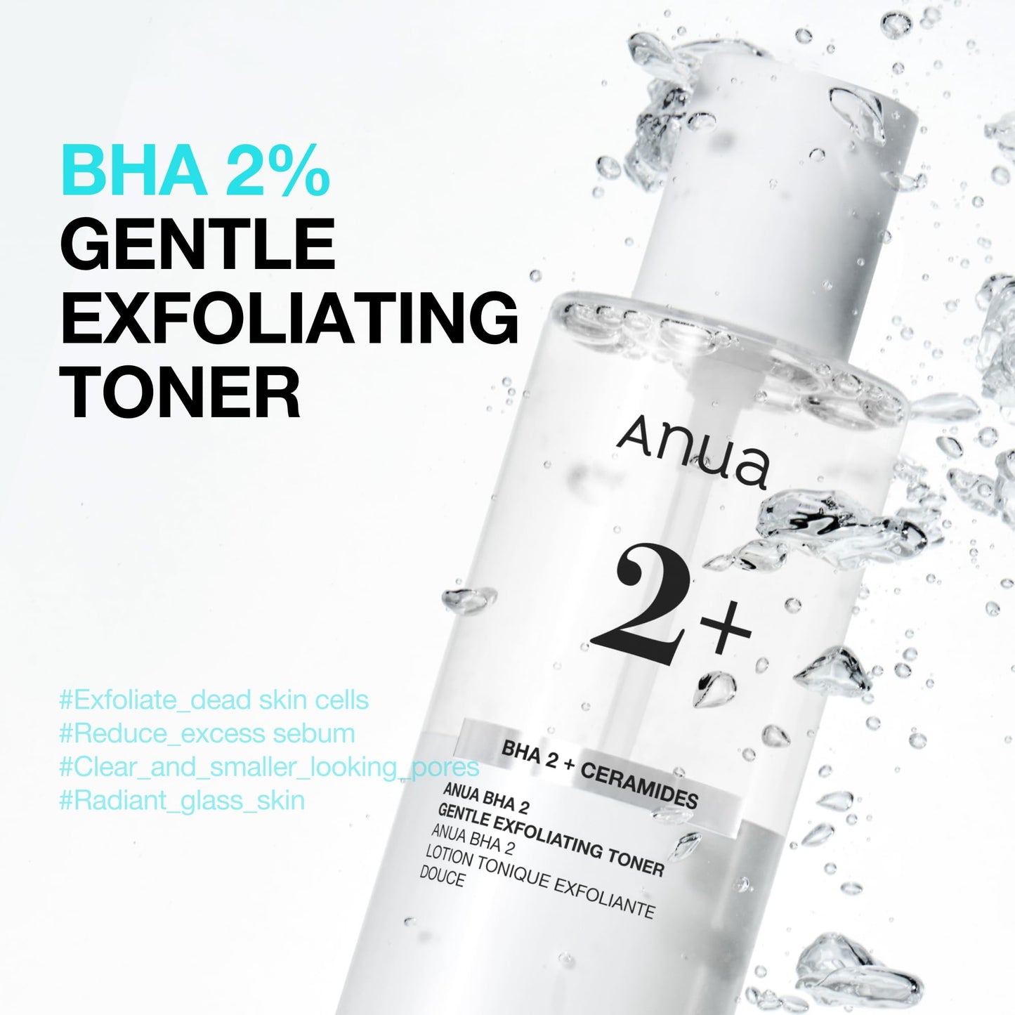 Anua BHA 2 Gentle Exfoliating Toner with Salicylic Acid, Daily Facial Toner for Pore Care and Smooth Skin, Lightweight Texture with BHA & 6 Ceramides, for Sensitive Skin, Korean Skincare, 5.07 fl.oz