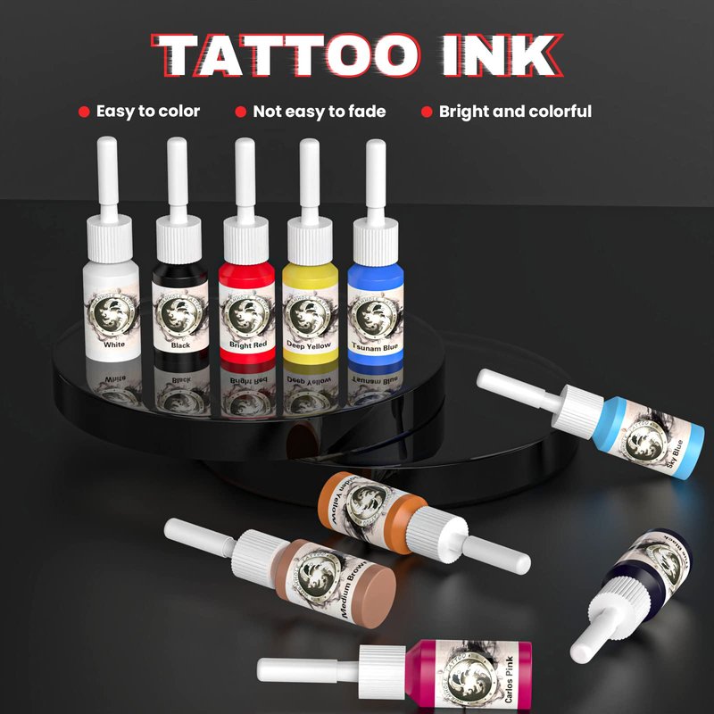 Padieoe Tattoo Gun Kit, Tattoo Kit Wireless Tattoo Machine Kit 1,600 MAH Battery Tattoo Practice Pen with Digital Led Display Type-C Charged Tattoo Supplies for Beginners WTK280