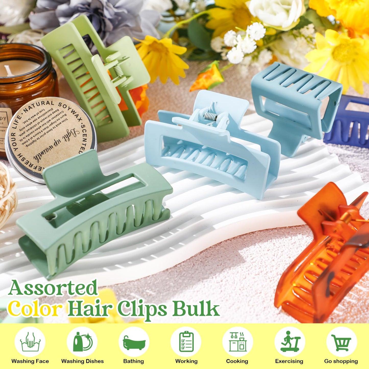 Yuxung 56 Pcs Hair Claw Clips Hair Clips Bulk for Women Girls 2 Inch & 3.35 Inch Rectangle Nonslip Accessories for Thick & Thin Gift Multicolor