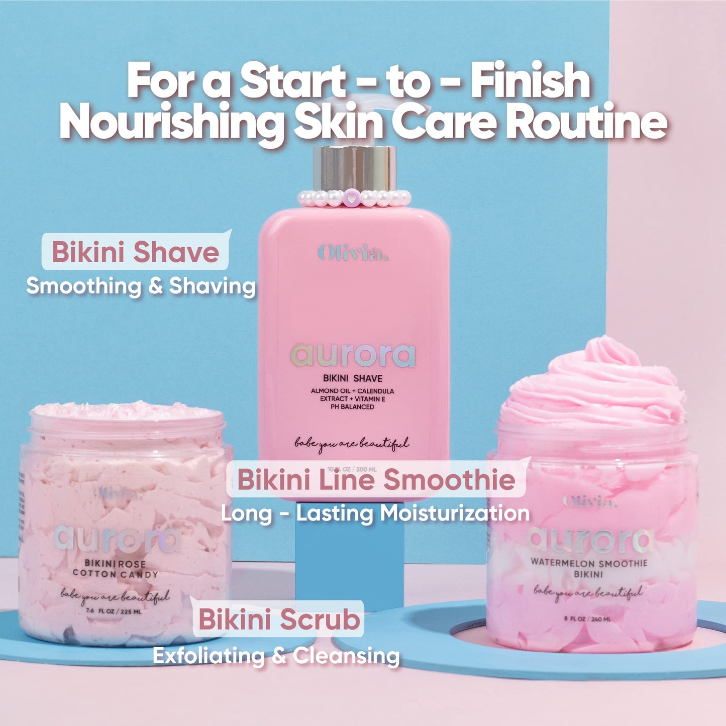 Olivia Aurora Bikini Scrub – Sweet-Scented Exfoliant for Intimate Area – Prevents Ingrown Hairs, Fades Dark Spots & Smooths Skin – Natural, No Sugar, 8 oz