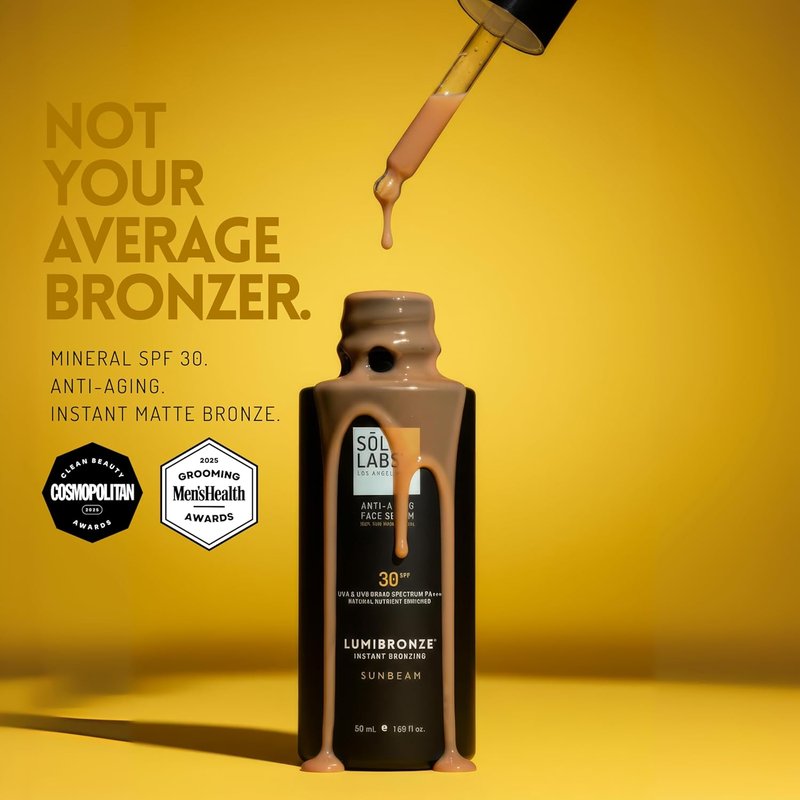 LUMIBRONZE SPF 30 Anti-Aging Bronzing Face Serum - Hydrating Tinted Mineral Sunscreen with Niacinamide & Zinc Oxide | Lightweight, Matte Finish - 50ml