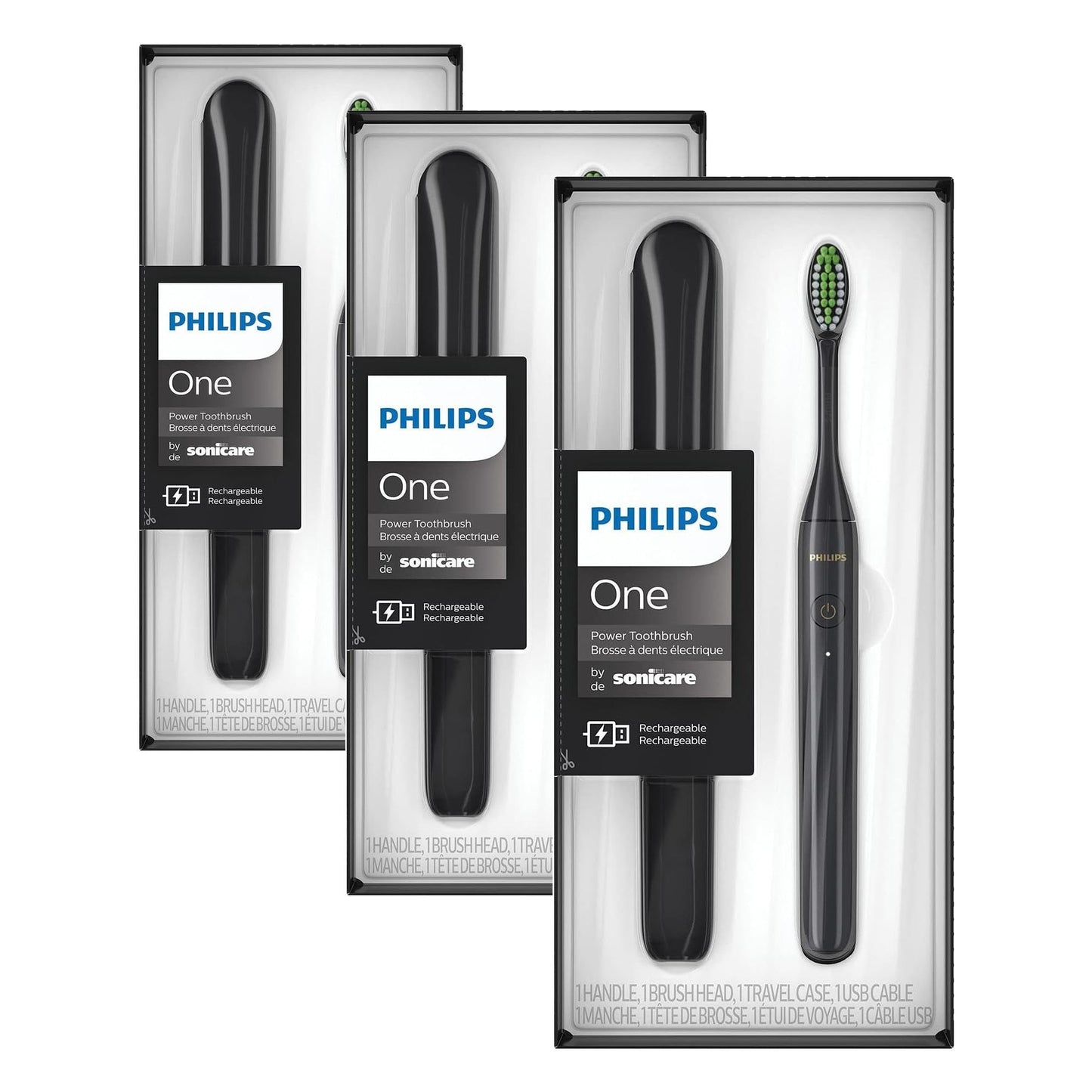Philips Sonicare by Sonicare Rechargeable Toothbrush,Shadow,HY1200/26,(Pack of 3)