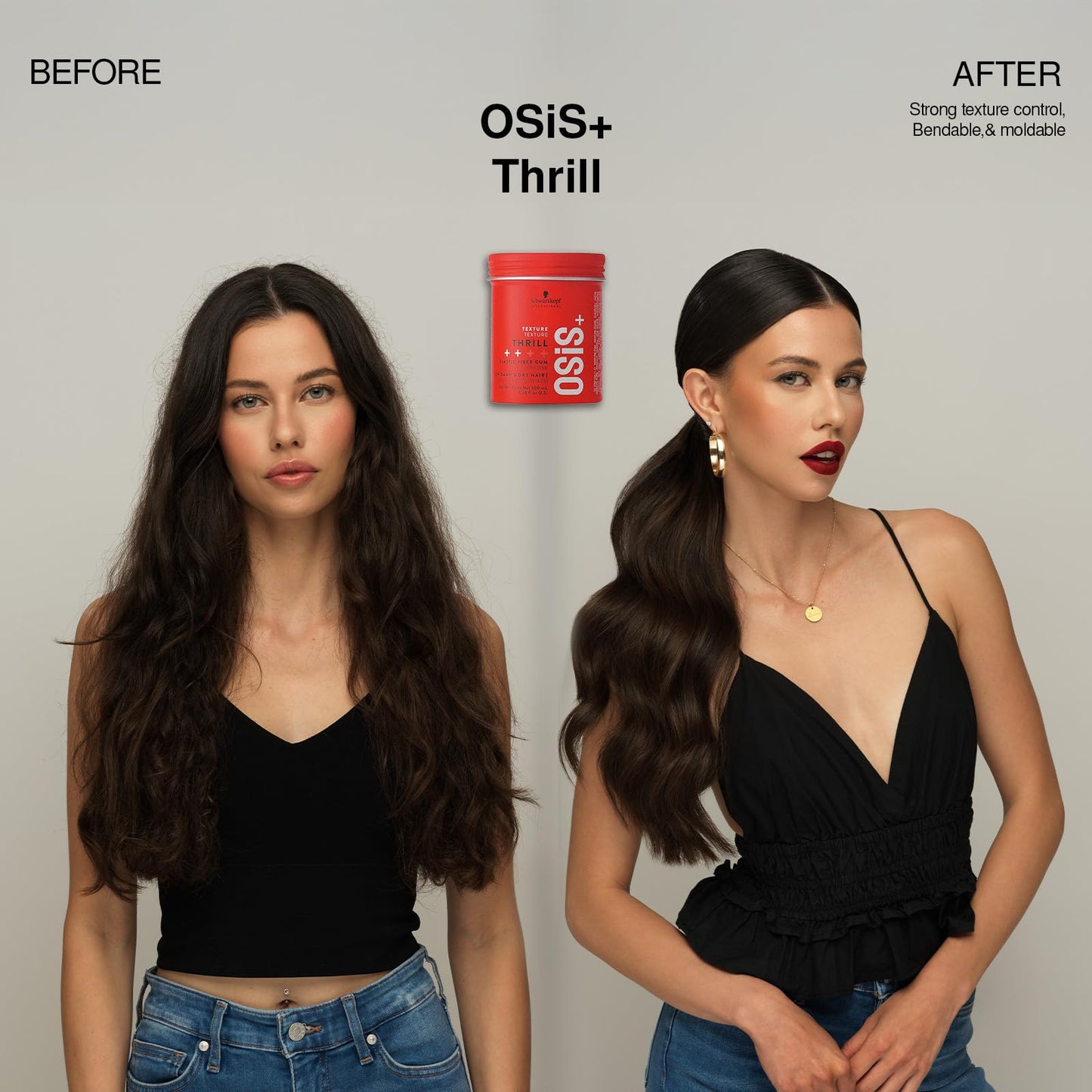OSiS+ Thrill Texture Fiber Styling Gum for Hair, 3.38 Oz – Medium Hold Flexible Style, Tames Flyaways – Bendable, Moldable Texturizing Styling Gum for Style Separation and Shine