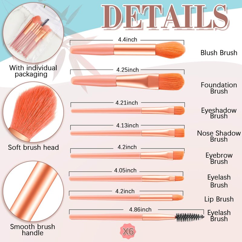 Daifunli 6 Set Pink Spa Party Favors for Women Travel Makeup Brush Bag Mini Hair Brushes Headband Scrunchies for Sleepover Bachelorette Wedding Bridal Shower Party Supplies Bridesmaid Gifts