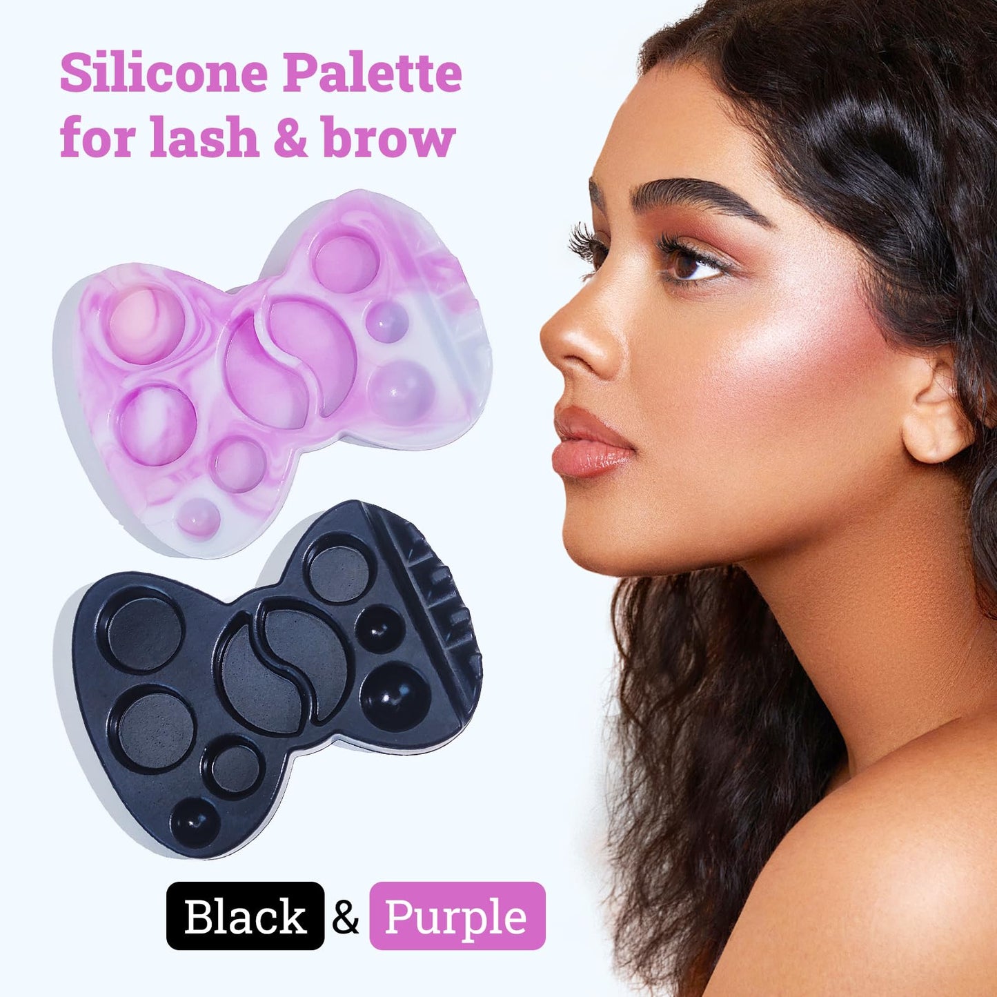 PERMANIA Lash Lift Silicone Plate, 11 Function Lotion Palette for Lash Lift & Brow Lamination Makeup Beauty Tool (Purple)