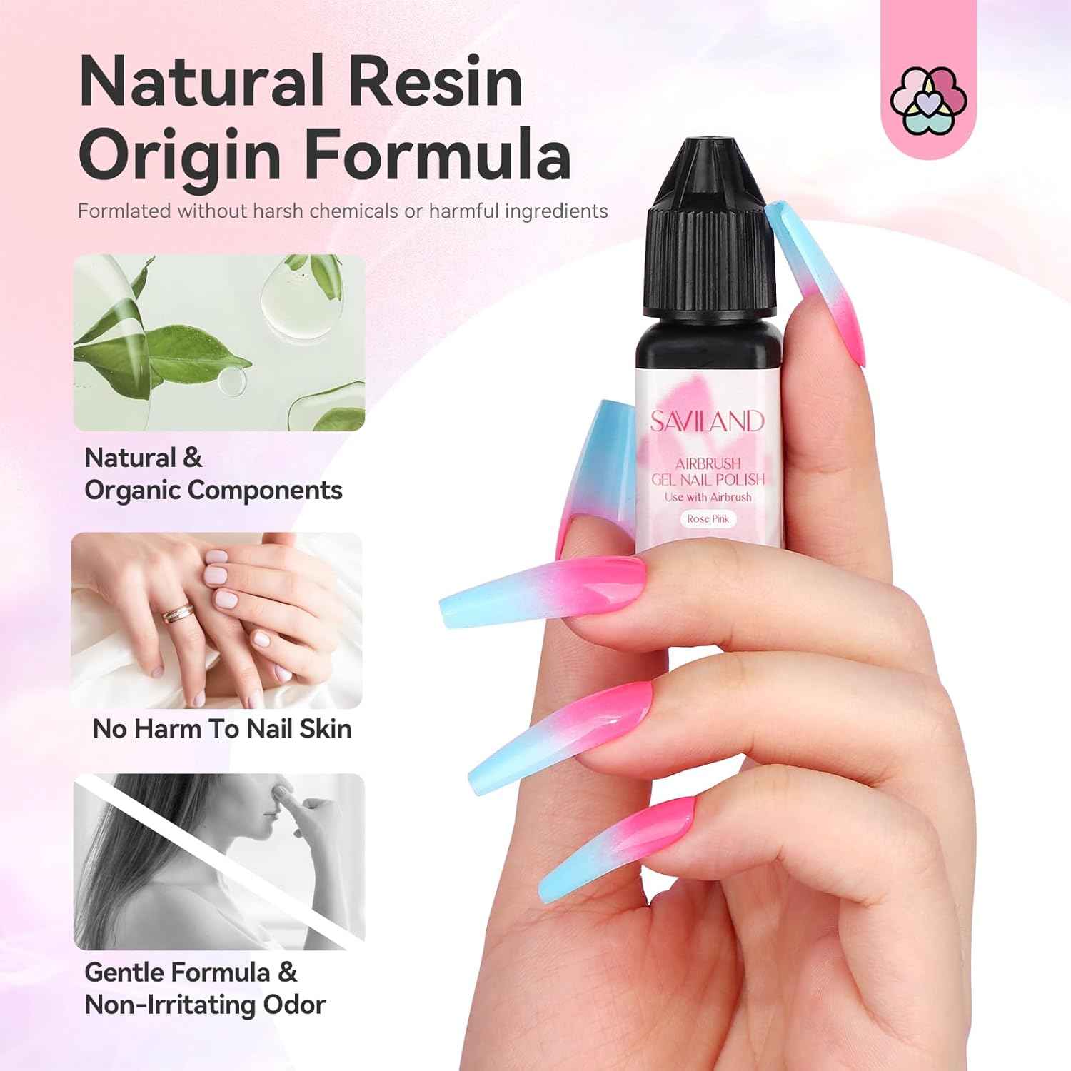 Airbrush Gel Nail Polish & Cleaner Set - SAVILAND Instant Cleaning Solution