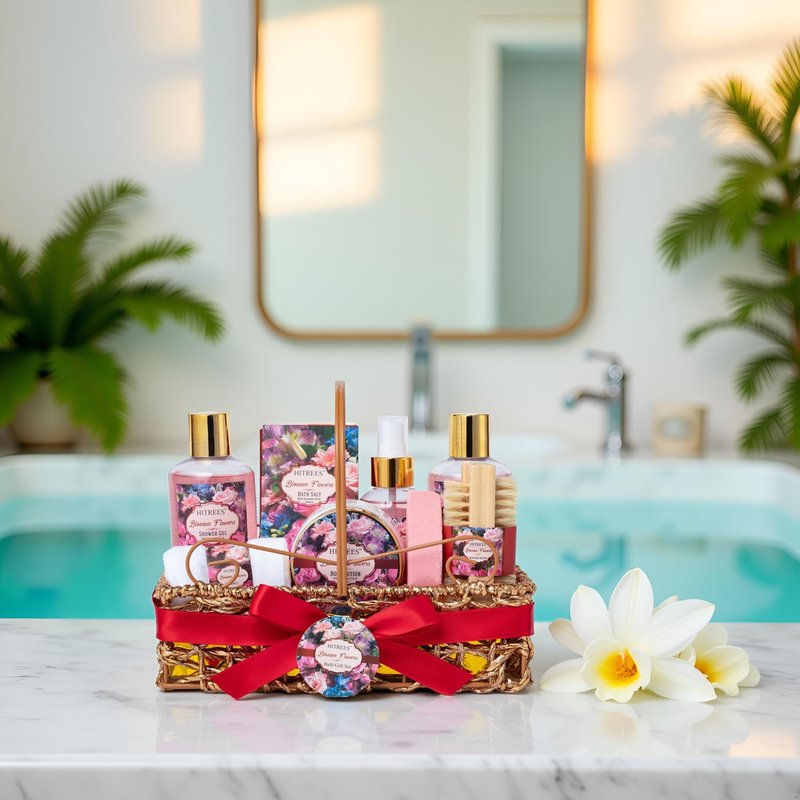 Gifts For Women Gift Basket – 9 Piece Set of ROSE JASMINE Home Spa Set, Friendship Gifts, Shower Care Set - Bath Pampering Package, Bath Gift Set for Her, Mom, Mothers Day,Christmas Gift for Women