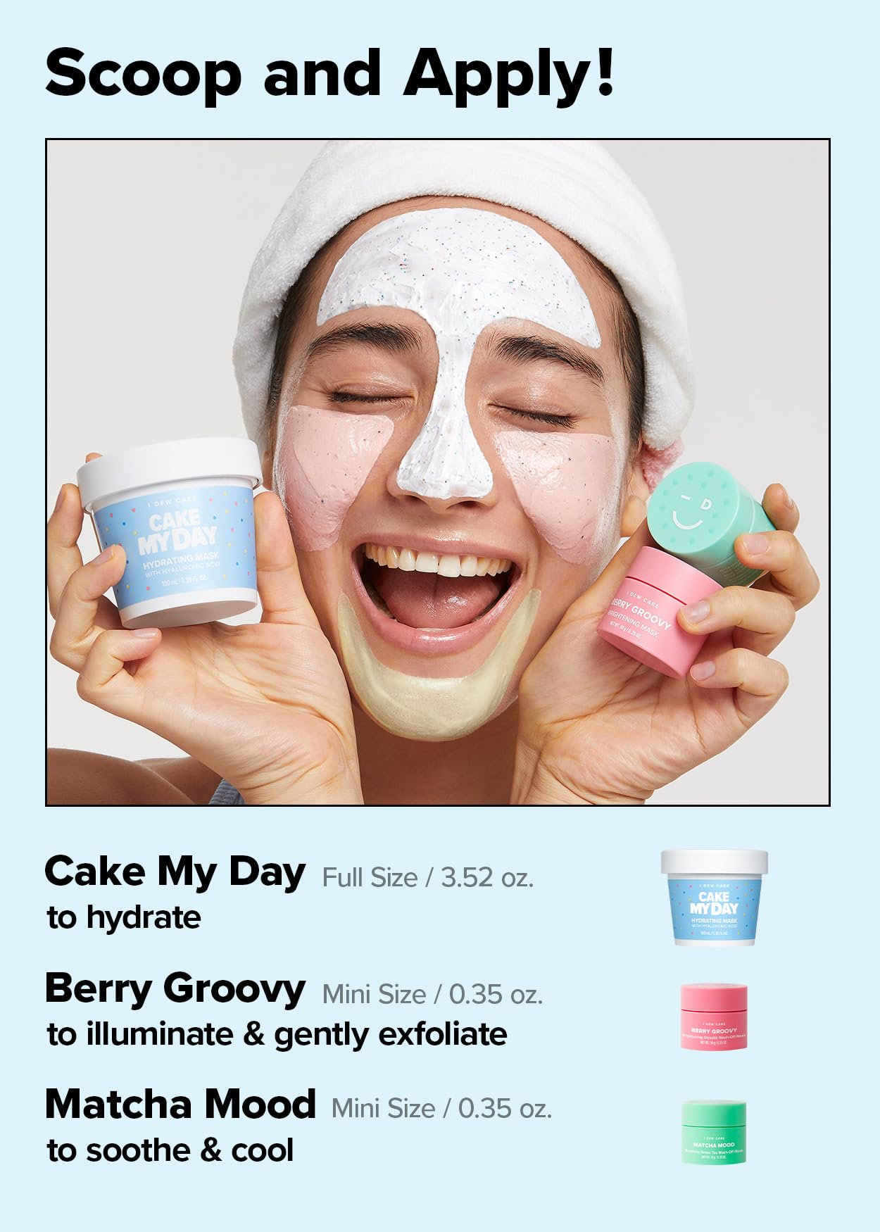 I DEW CARE Tiger Headband Wash-off Masks Set - Scoop Party + Face Wash Headband - Unisex Skincare Mask for Face