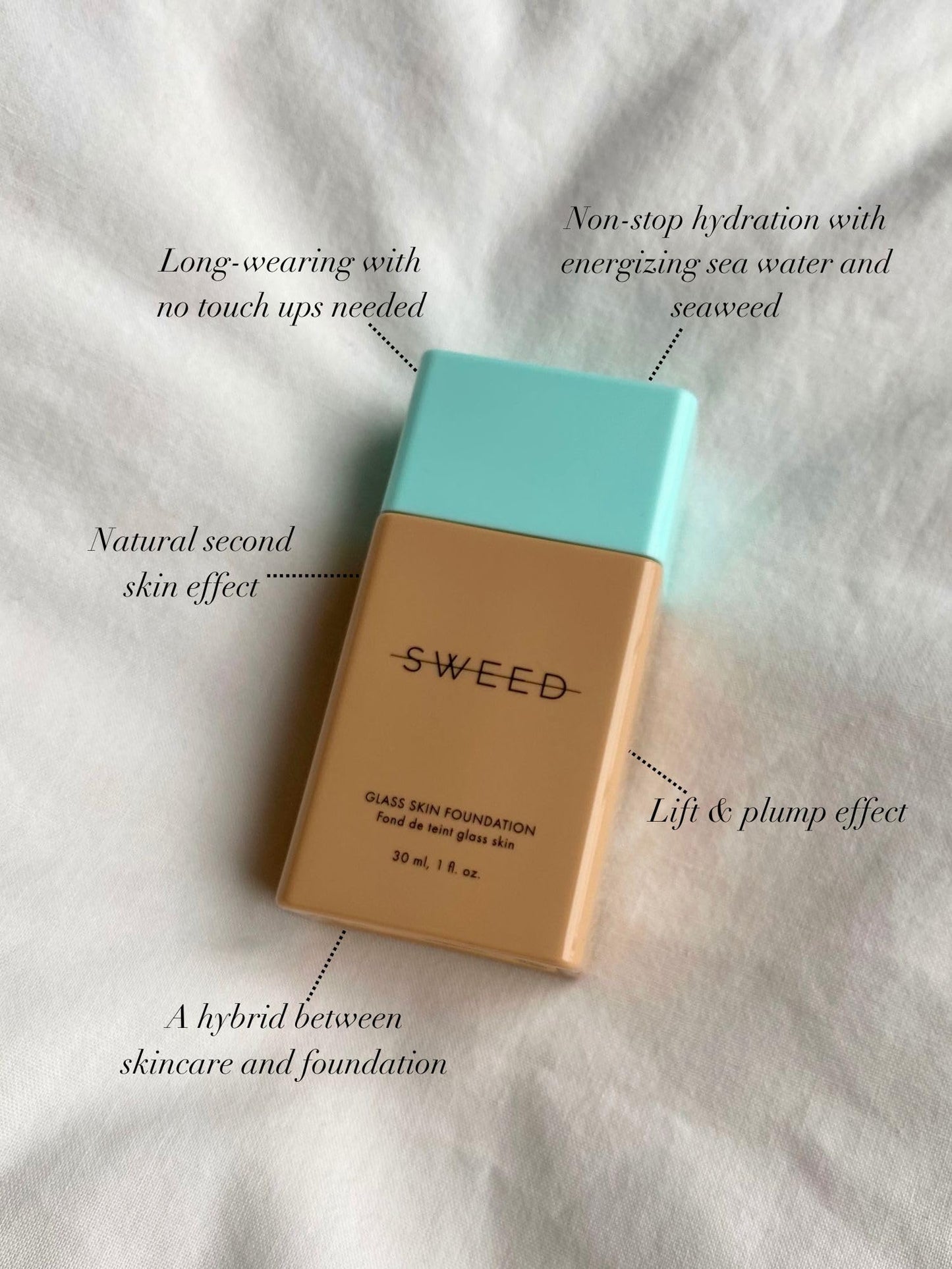 SWEED - Glass Skin Foundation | Long-Lasting Fluid Formula | Hydrate, Moisturize, Lift, Plump, Protect | Vegan, Cruelty-Free, Clean Beauty (07 MEDIUM LIGHT N/W)