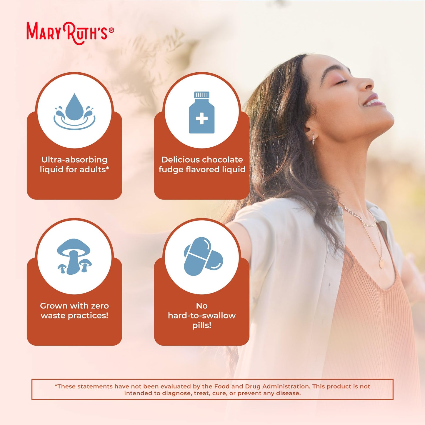 MaryRuth Organics Turkey Tail Mushroom Liposomal (Chocolate Fudge) & Hair Growth MAX (Almond Cookie) | Clean Label Project Verified® | Vitamins for Immunity & Beauty | Vegan, Gluten-Free