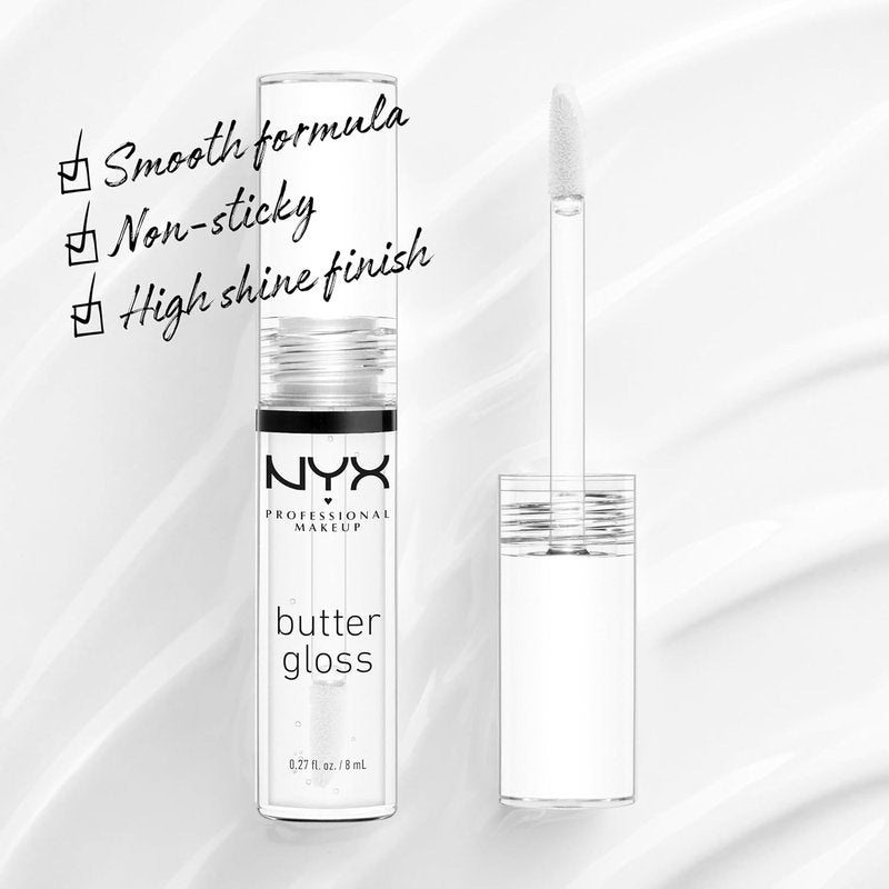 NYX Butter Gloss - Non-Sticky Clear Lip Gloss for Smooth Shine | Sugar Glass