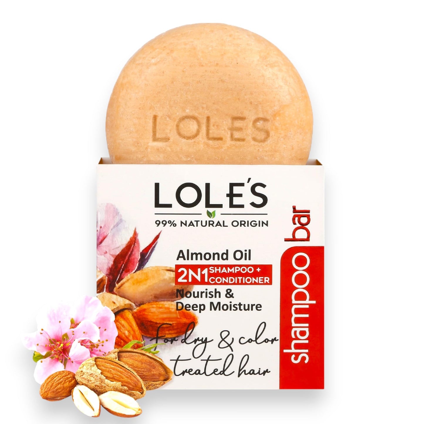 LOLE'S Shampoo Bar and Conditioner, 2 in 1 Cleaning Hair, 99% Natural Origin, Sustainably Sourced, 3.5Oz