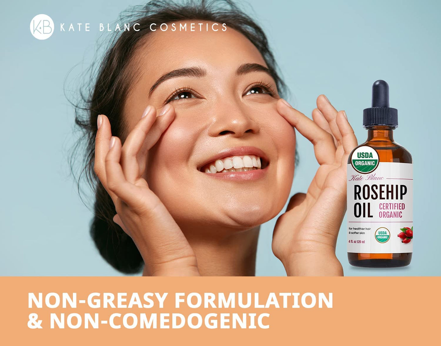 Rosehip Oil for Face & Skin - Organic Cold Pressed 4oz | Pure Rosehip Seed Oil for Facial & Gua Sha Massage