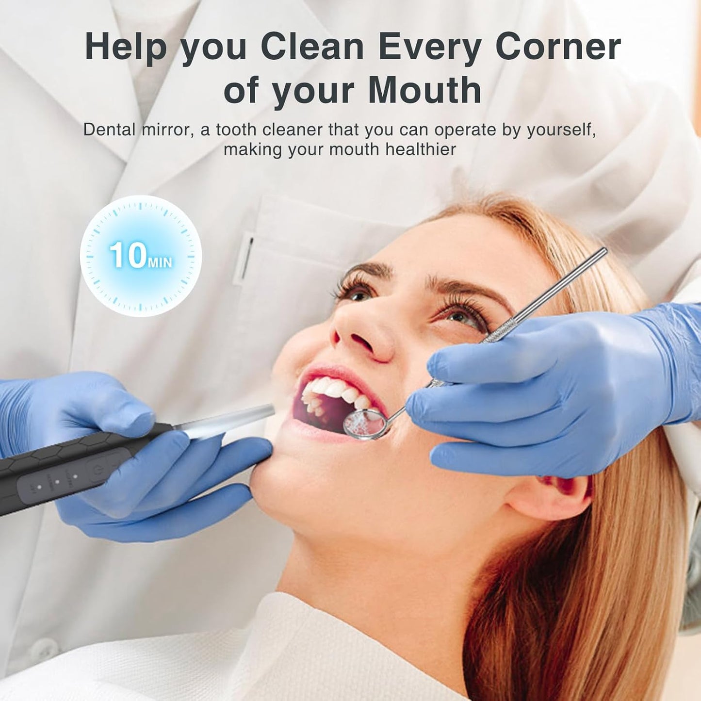 Electronic Tonsil Stone Remover Vacuum, 5X Magnifying Mirror, 3 Modes, LED Light Mouthwash, Bad Breath Water Flosser