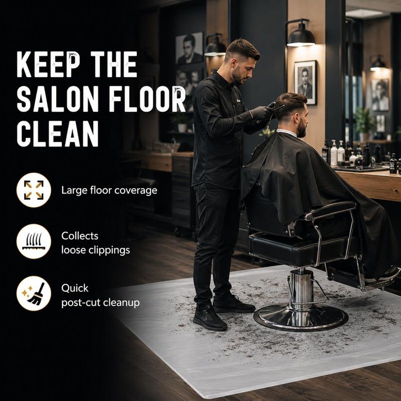 Breling Extra Large Disposable Haircutting Mat - 50 Pcs, 48 x 37.4 Inch for Barbershops & Pet Grooming