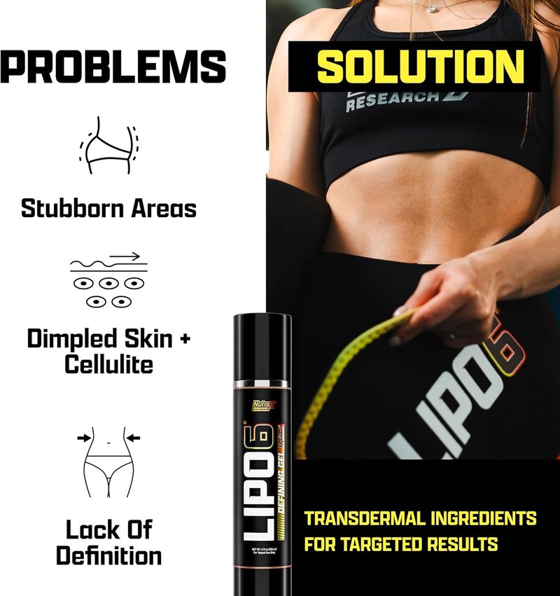Lipo6 Defining Gel - Sweat Enhancing Cream for Weight Loss | Waist Trimmer Bundle for Men & Women