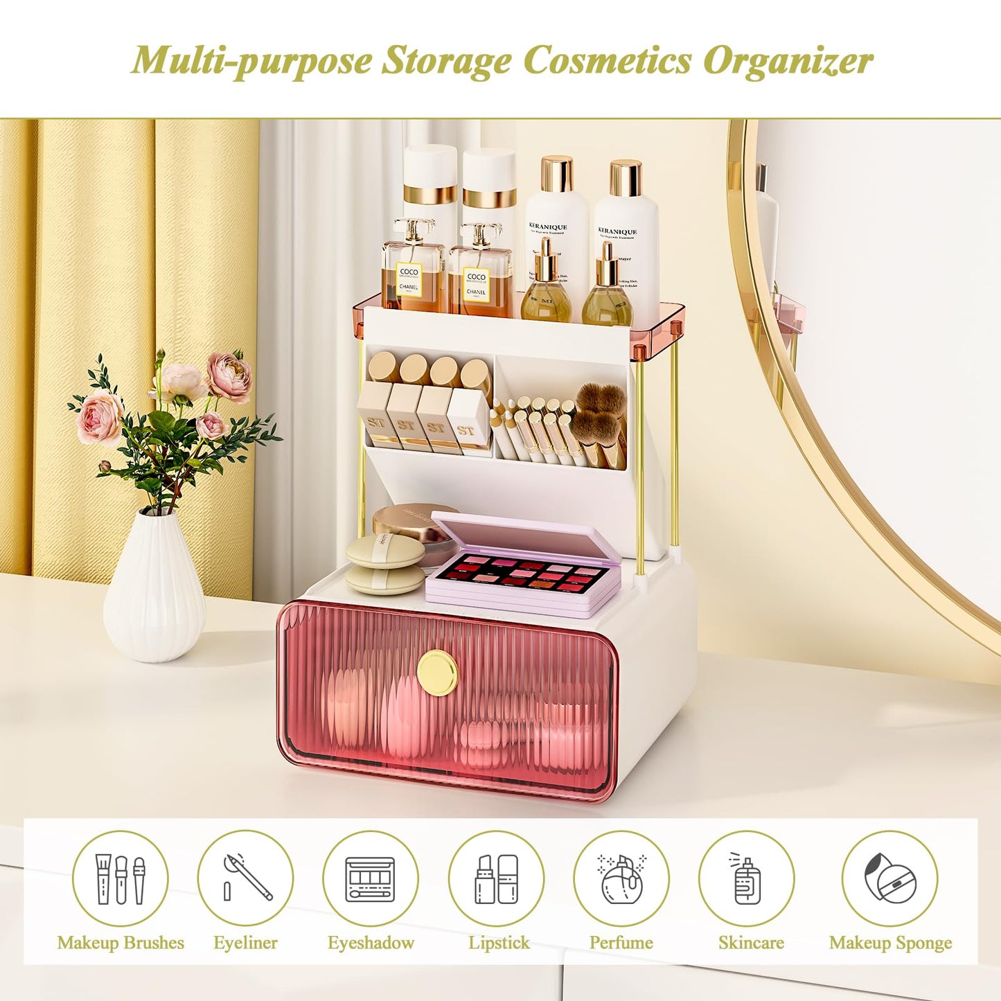 FOLLOWIN Bathroom Organizers and Storage with Drawer, Makeup Organizer