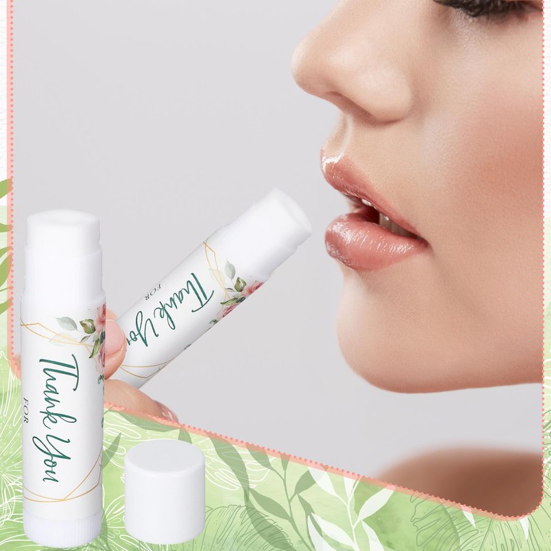 Whaline 60 Pcs Wedding Thank You Gift Lip Balm Bulk Flower Floral Lip Balms Vanilla Flavor Moisturizing Lips Care Guest Basket Gift Stuffer for Bridal Baby Shower Birthday Party Favor Supplies