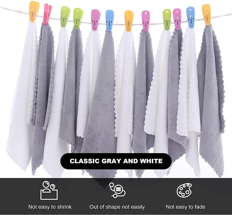 Moonqueen Microfiber Face Towels - Soft Makeup Remover Cloths | 30 Pack, White-Grey