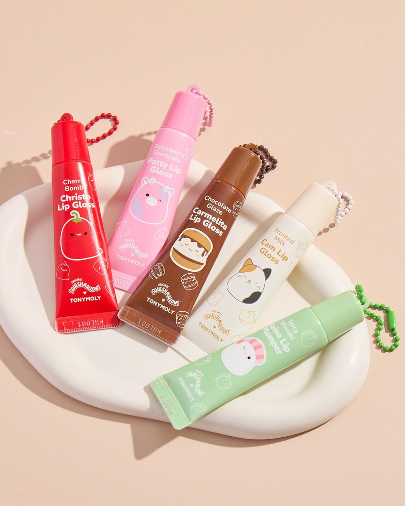 TONYMOLY x Squishmallows Patty Keychain Lip Gloss – Strawberry Shortcake Sheer Pink Gloss, Hydrating, Non-Sticky, High Shine, 11ml