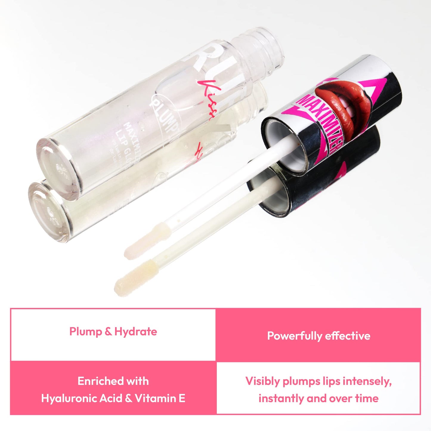 Ruby Kisses Hyaluronic Lip Gloss, High-Shine Volumizing Plumping Hydrating