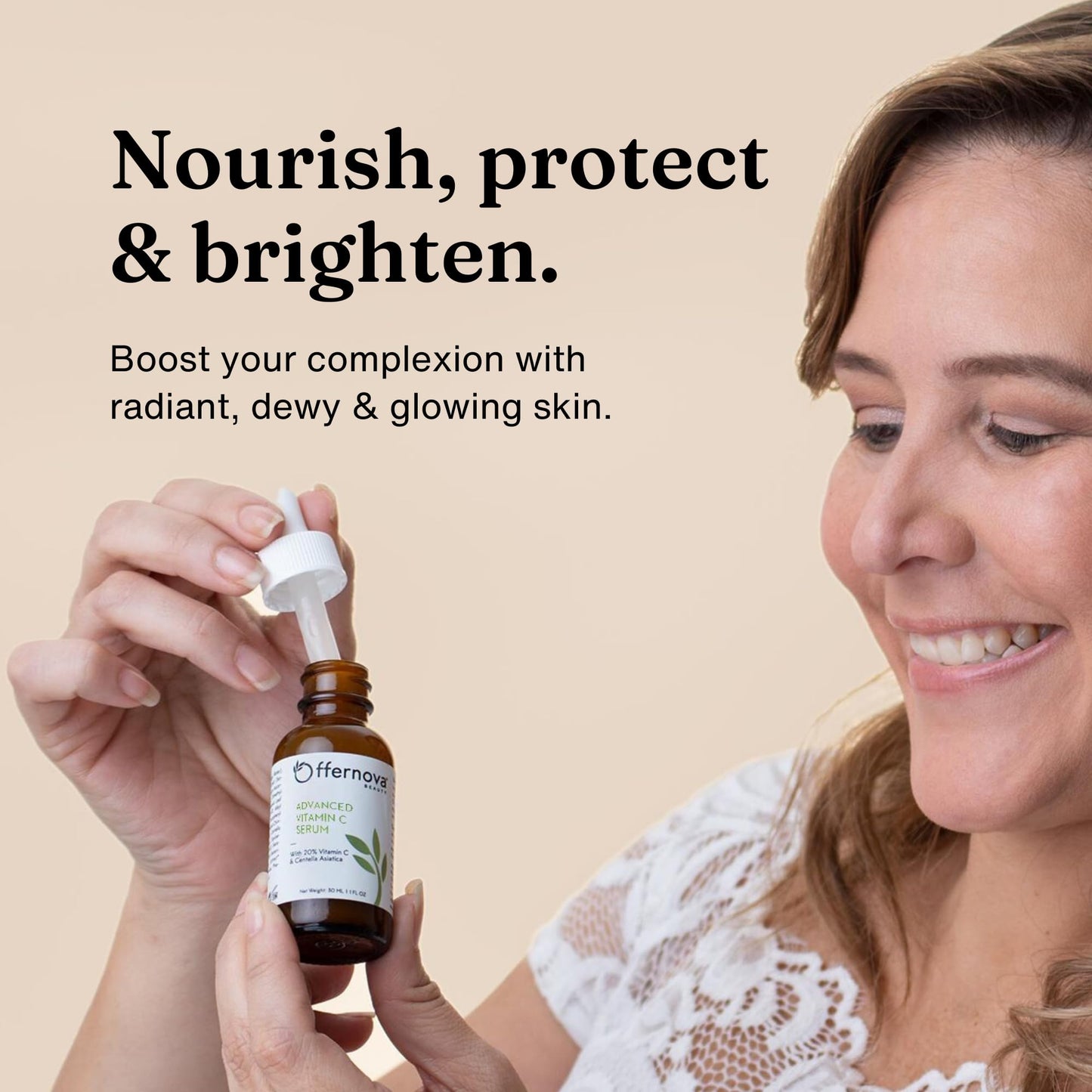 Offernova Organic Vitamin C Serum - 20% Vit C and Hyaluronic Acid Anti Aging Serum for Face, Eyes and Neck. Enhanced Absorption Dark Spot Corrector for Youthful Looking Skin, 1 oz