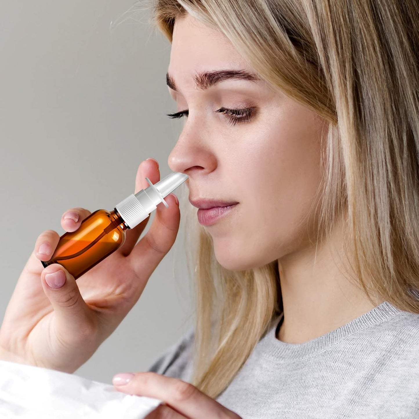 Empty Nasal Spray Bottles - 40 Pcs Brown Glass Refillable Fine Mist with 8 Funnels & Labels | 30ML/1oz
