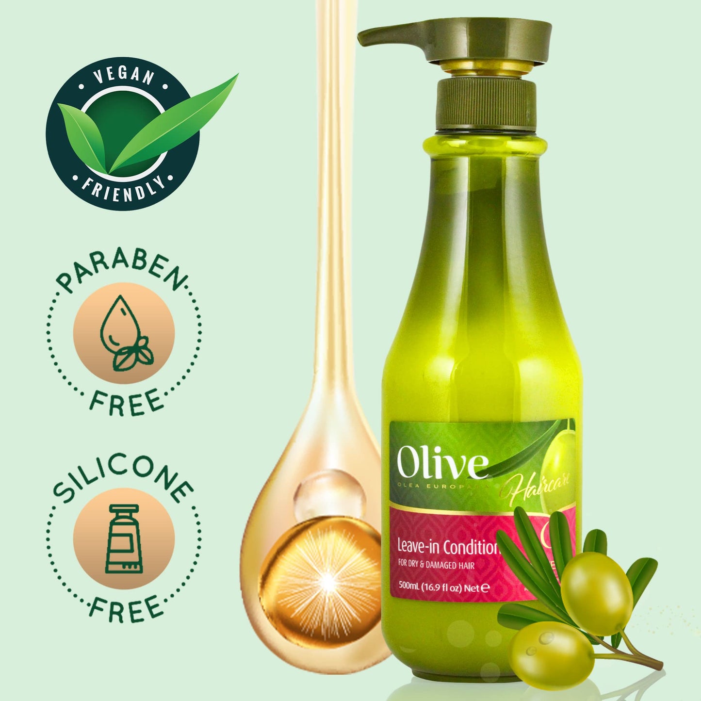 Frulatte Natural Olive Oil Leave In Conditioner & Detangler, Enriched with Shea Moisture & Argan Oil - Anti-Frizz Deep Hair Conditioner For Dry Damaged Hair - Formulated with Keratin, Vitamins B5 & E
