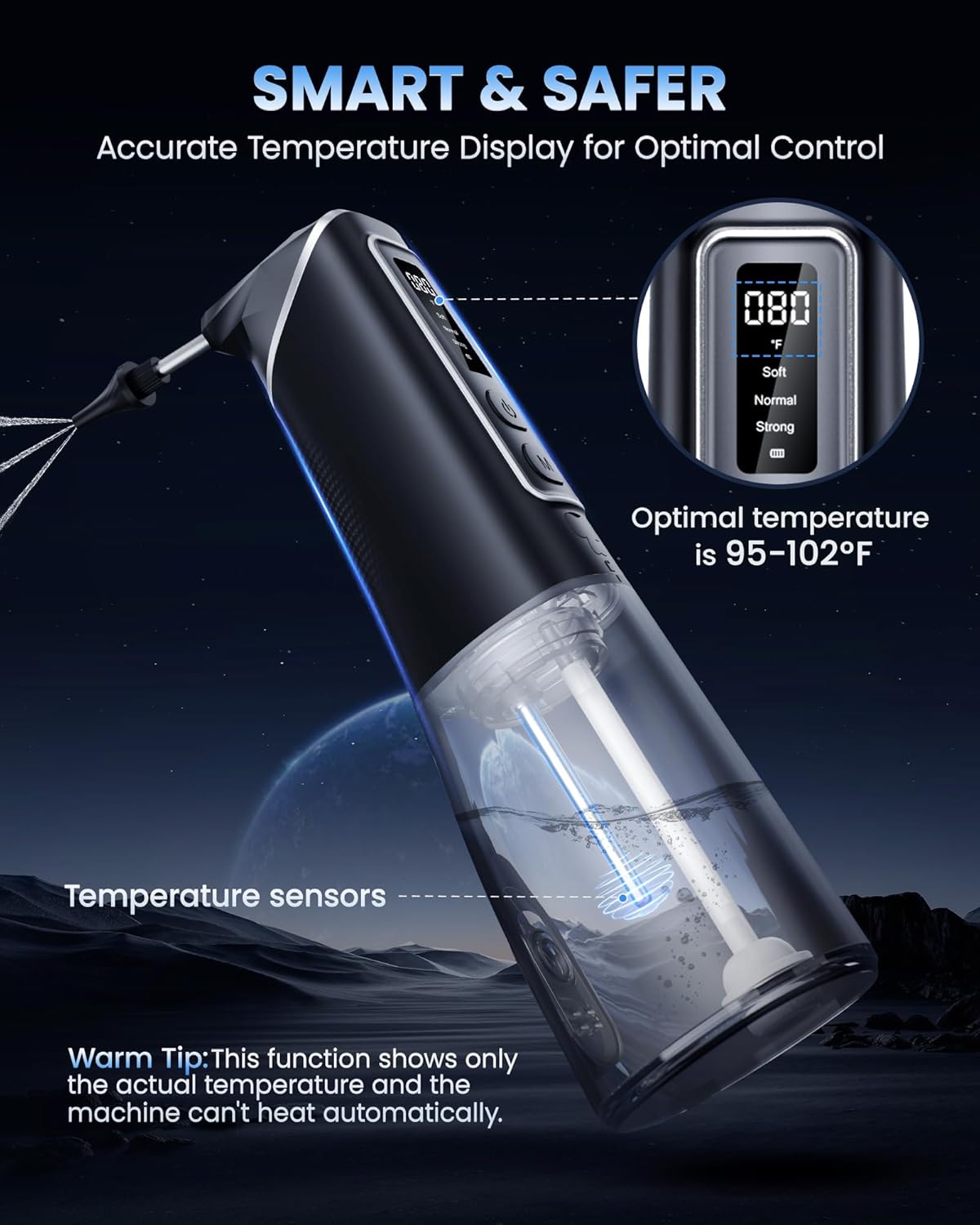 Ear Wax Removal Kit - Safe Electric Ear Cleaner with Water Temp Sensor | USB Rechargeable, IPX7 Waterproof