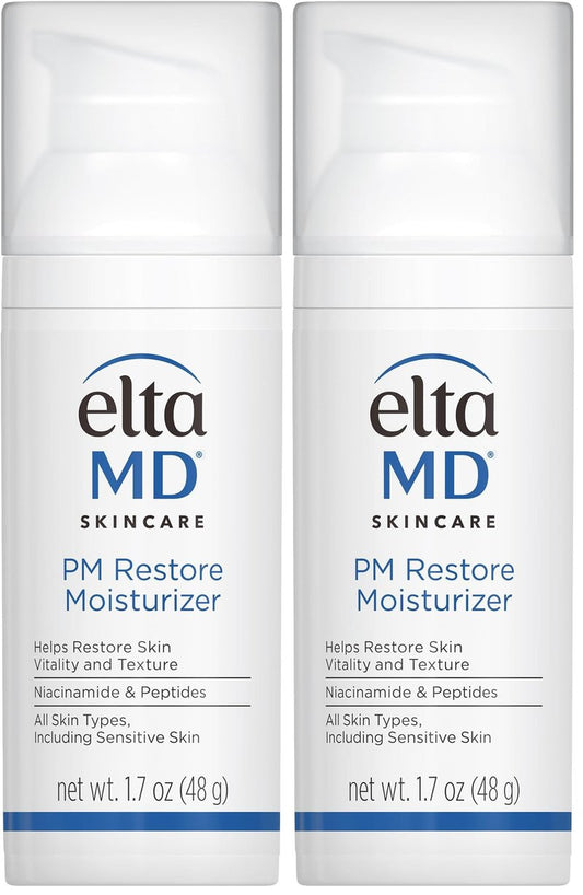 EltaMD PM Restore Face Moisturizer, Night Moisturizer for Face, Facial Cream Safe For All Skin Types, 1.7 oz Pump (Pack of 2)