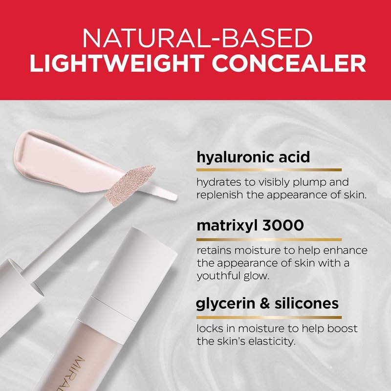 Mirabella Invincible Under Eye Concealer - Full Coverage Hydrating Makeup for Dark Circles & Fine Lines | Porcelain P00