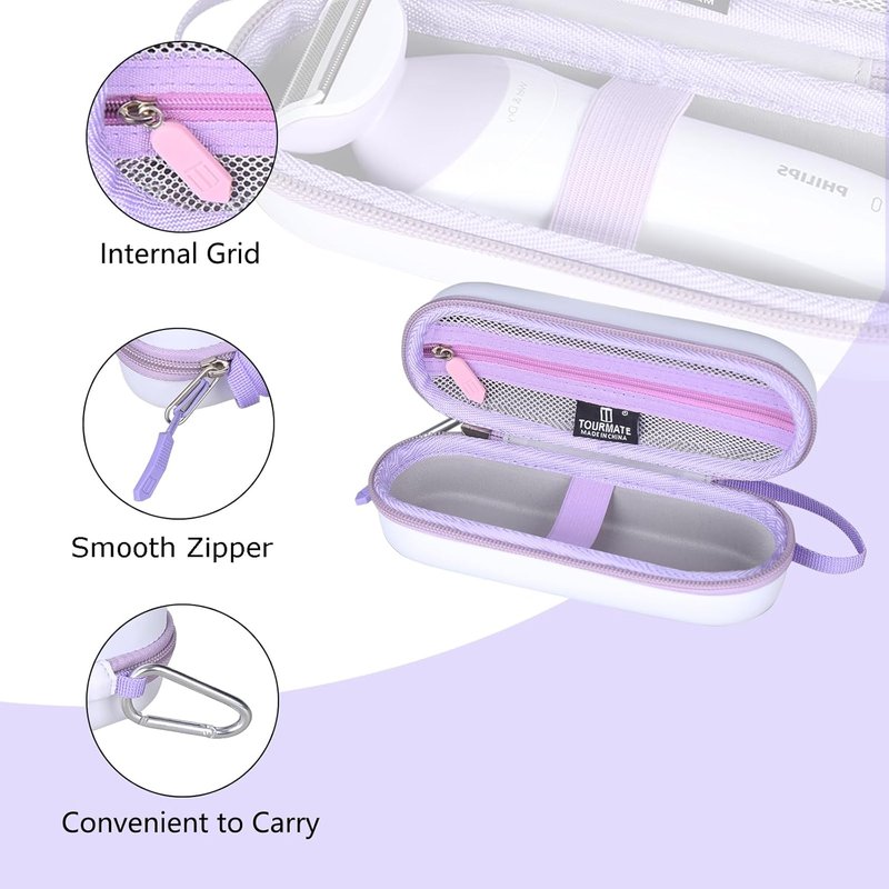 Philips Beauty Shaver Travel Case - Hard Storage for Series 6000 | PU Material, White & Purple