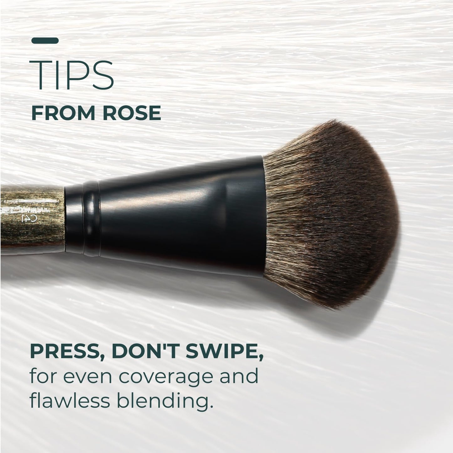 Rose and Ben Beauty C41 Blush Brush | Professional Angled Brush for Flawless Makeup Application | Non-Shedding & Cruelty-Free Vegan Synthetic Bristles for Pressed, Powder, & Cream Cosmetics