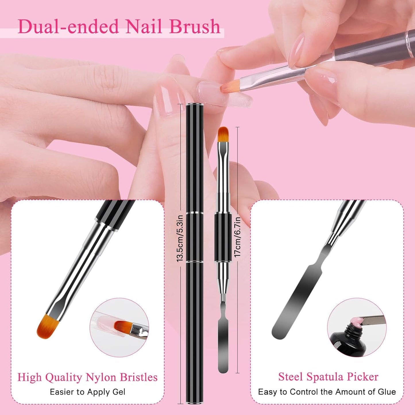 Nail Dual Forms for Poly Gel - 12 Styles & Sizes, 144Pcs Full Cover Nail Tips | Complete Extension Kit with Clips, Brush & Files