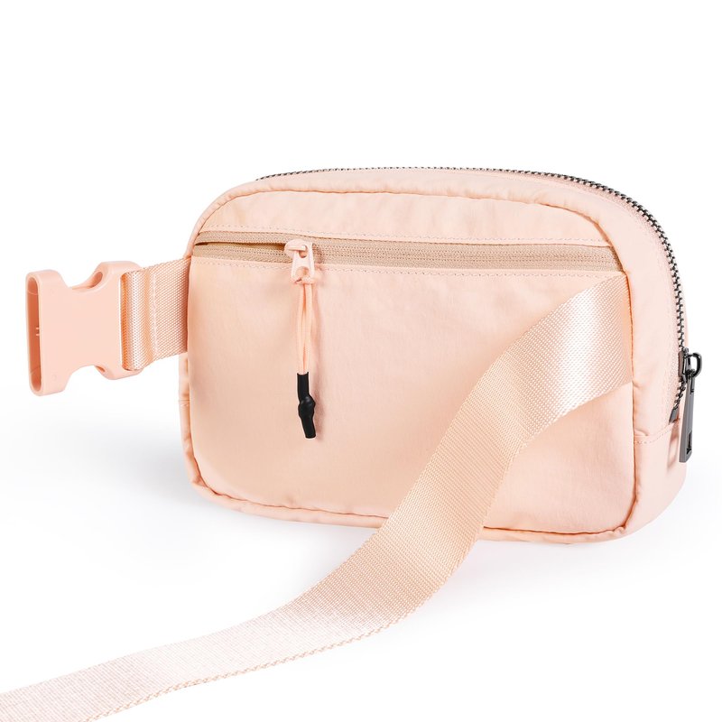 ODODOS Unisex Mini Belt Bag with Adjustable Strap Small Fanny Pack for Workout Running Traveling Hiking, Pale Coral