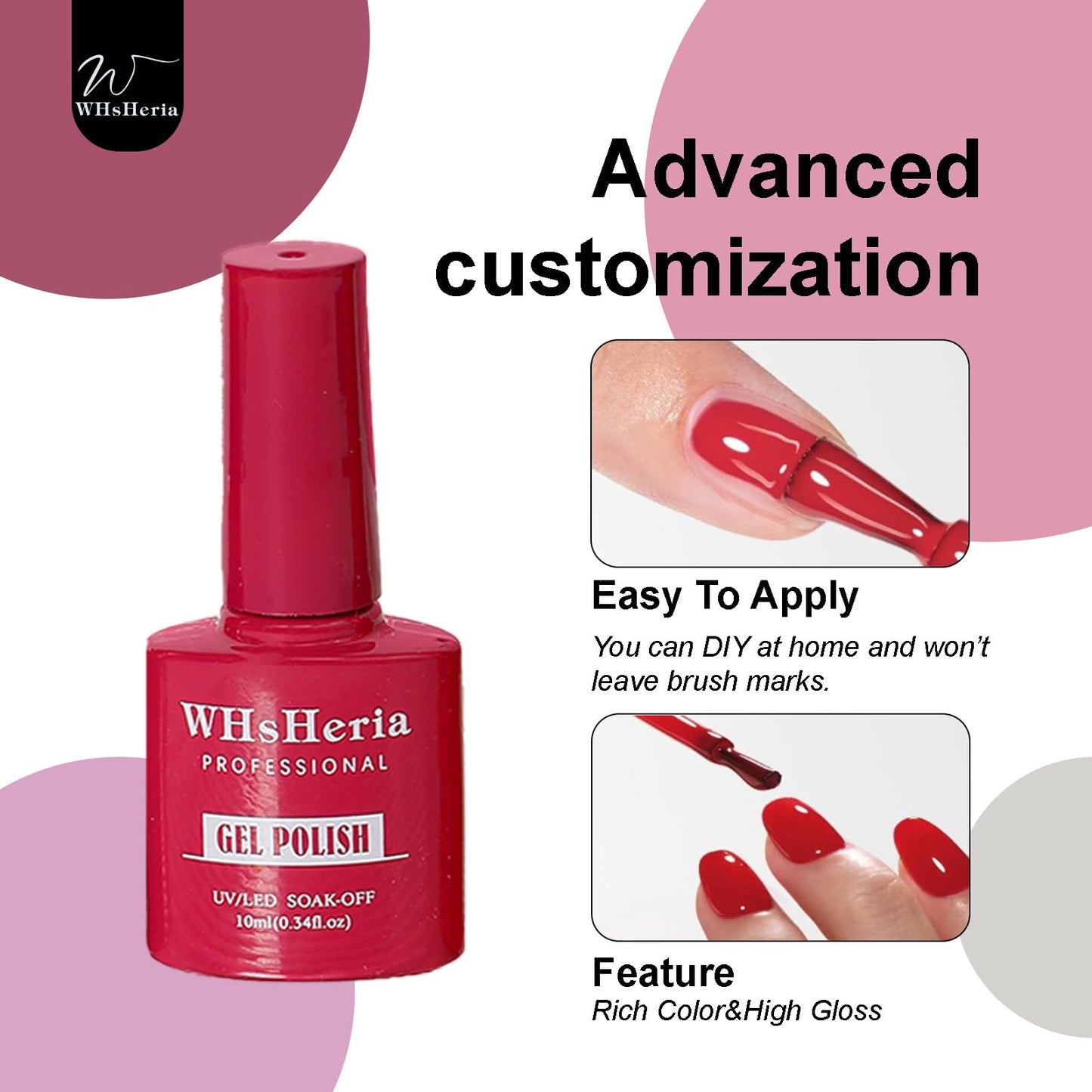 WHsHeria TPO Free Jelly Translucent Gel Nail Polish Set，6pcs 10ml Red Pink Purple Milk White Long-lasting Soak off UV Light Suit Give It to Women as a Gift for Daily Life at Home (119-C)