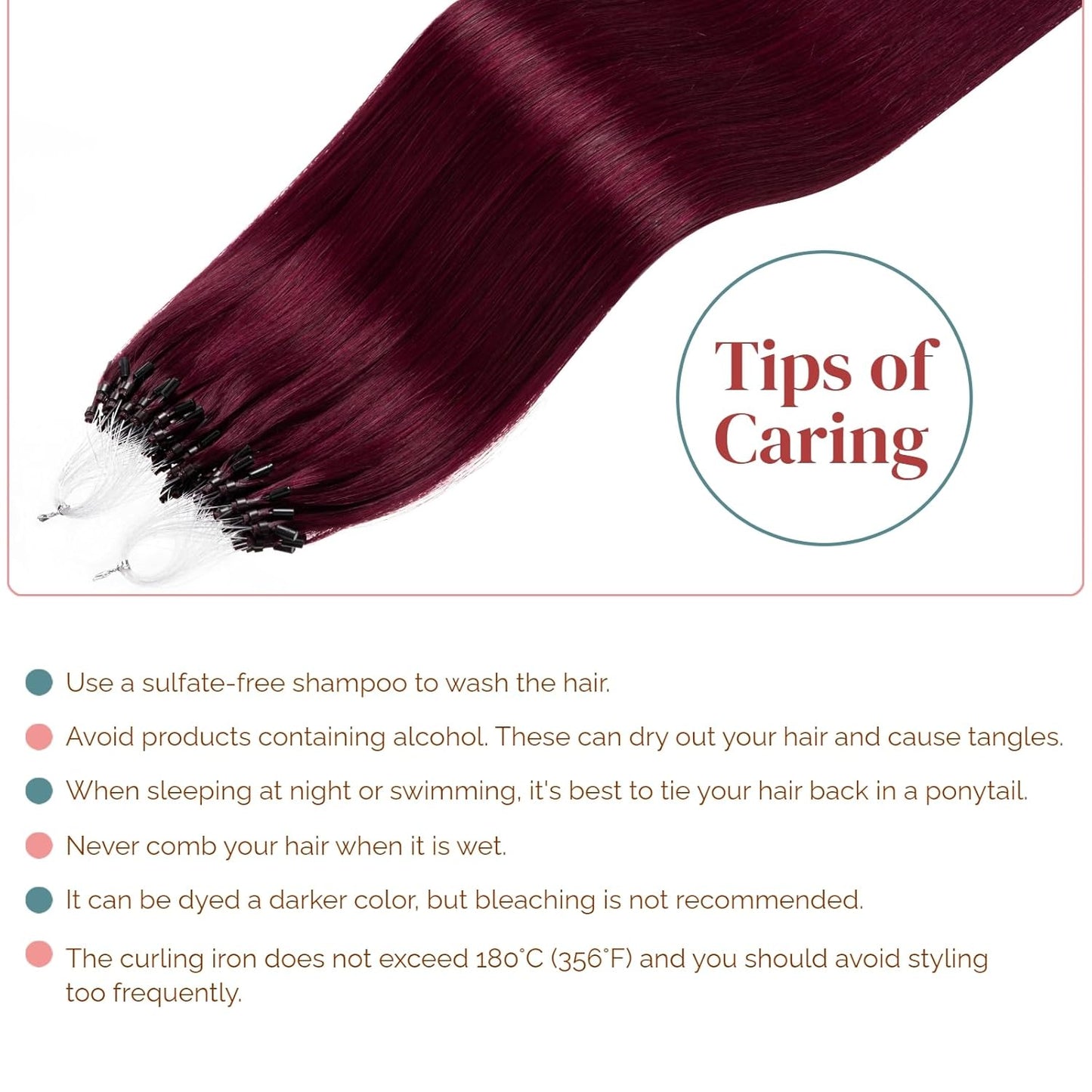 Microbead Human Hair Extensions - Wine Red #99J Microlink | 14 Inch, 50g, 1g/s