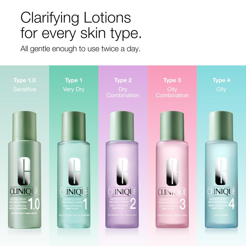 Clinique 3-Step Clarifying Lotion Face Exfoliator 2 | Toner With Witch Hazel | For Dry Combination Skin Types, 6.7 Fl Oz