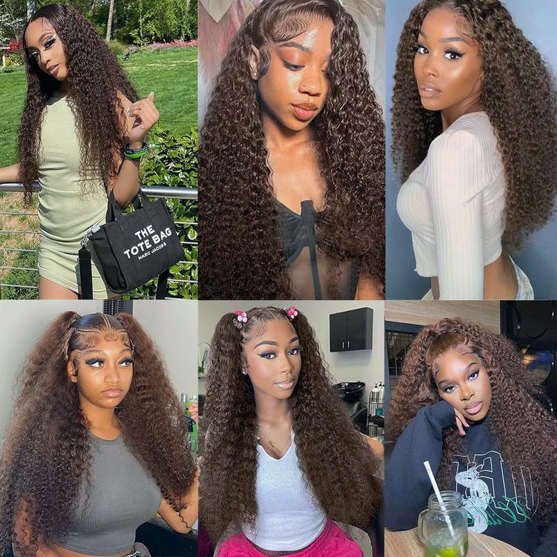 Chocolate Brown Curly Wave Human Hair Bundles - 14/16/18 Inch, 50G Double Weft, Grade 12A Virgin Remy Extensions