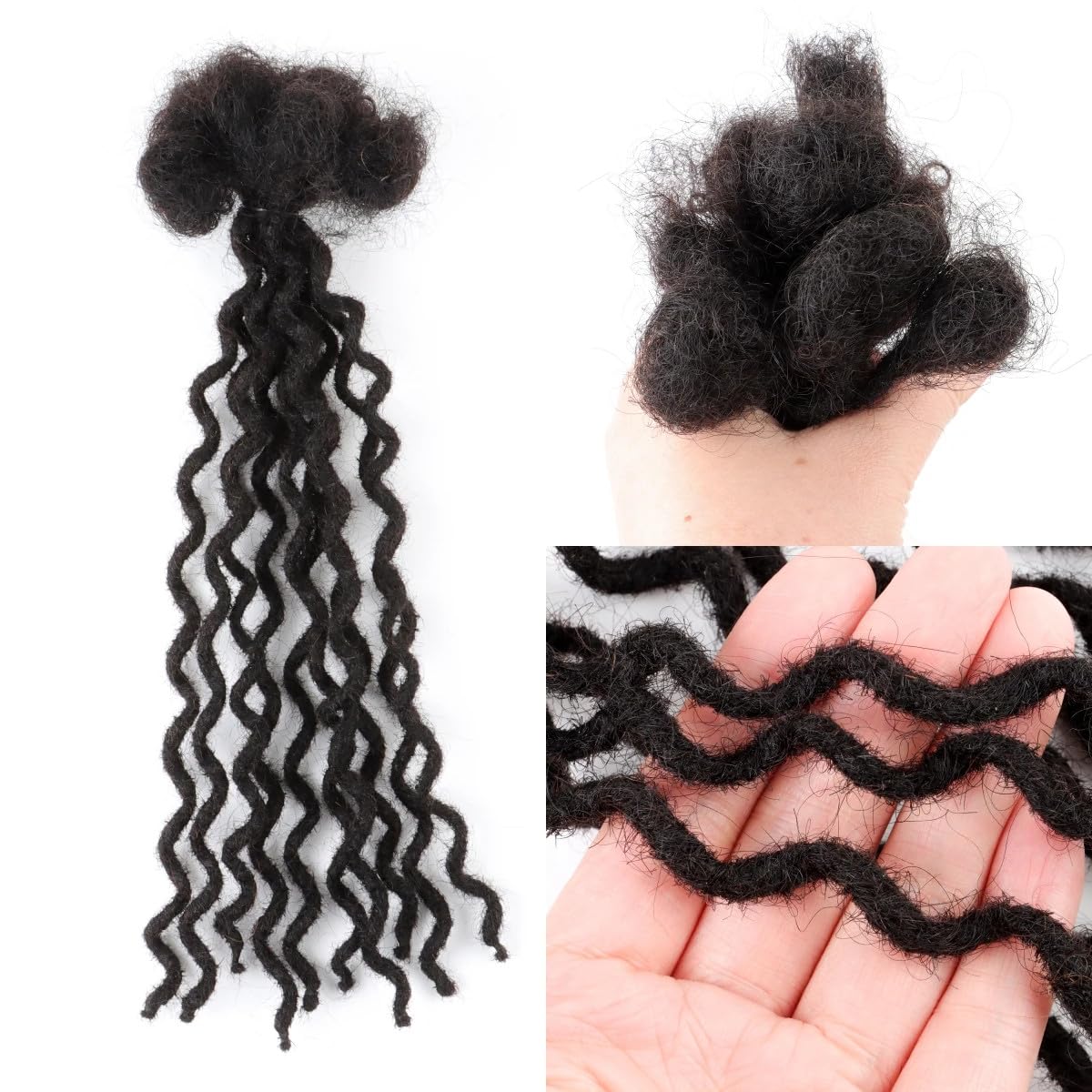 0.6cm Thickness Real Human Hair Dreadlock Extensions 10 Inch 10 Strands Full Handmade Permanent Curly Locs Extensions Human Hair Can Be Dyed and Bleached