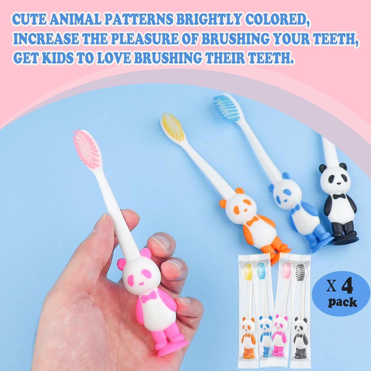 Disposable Toddler Toothbrush - Bulk Pack of 200 Suction Cup Animal Brushes for Kids Age 2+ | Individually Wrapped for Home, School, Travel