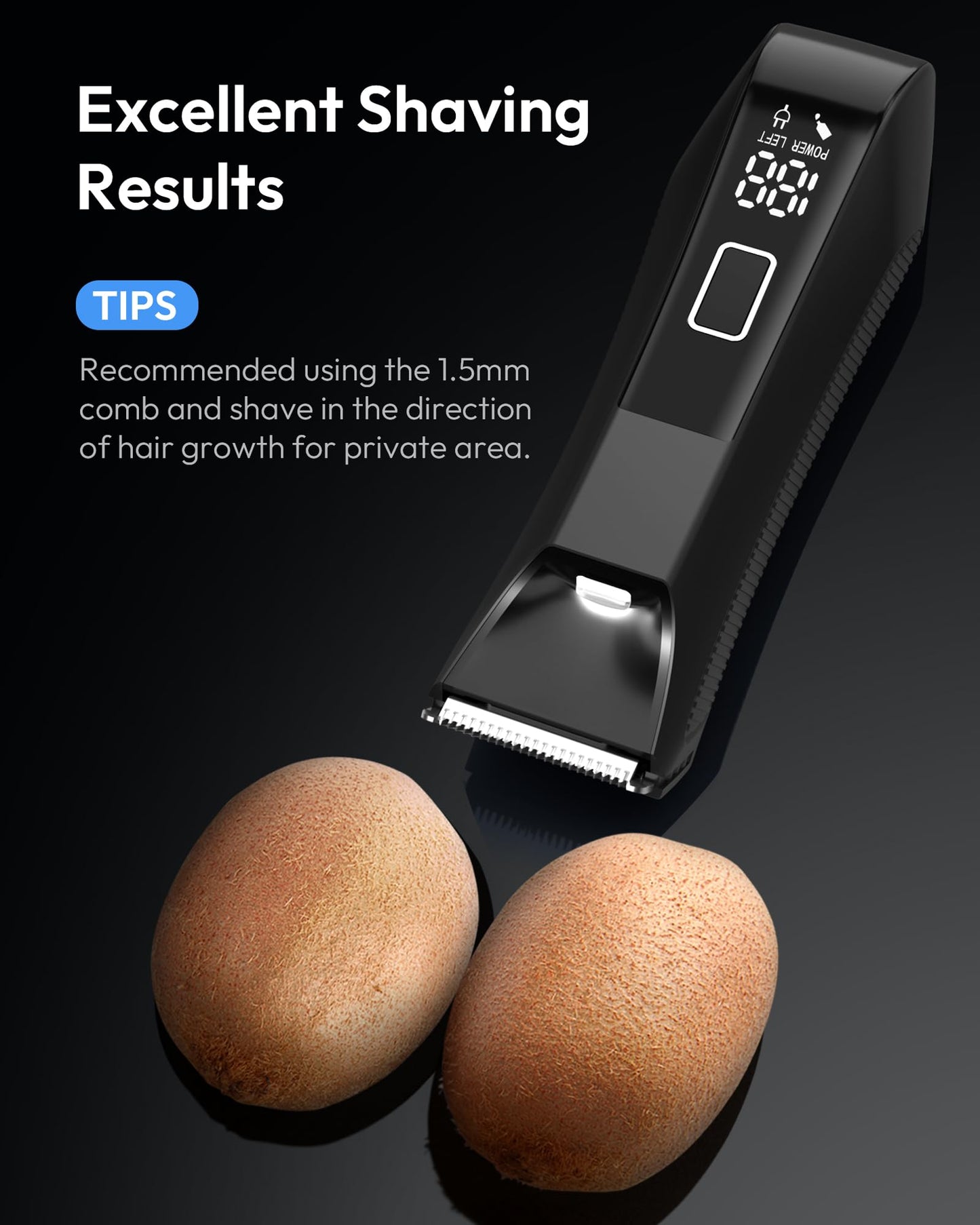 BILTRTE Groin& Body Hair Trimmer for Men,Dual-Head Ceramic Trimmer& Foil Blades,Ball Trimmer Men with Travel Lock,USB-C Rechargeable,Waterproof Wet/Dry Body Groomer with LED Display,Men's Ball Shaver