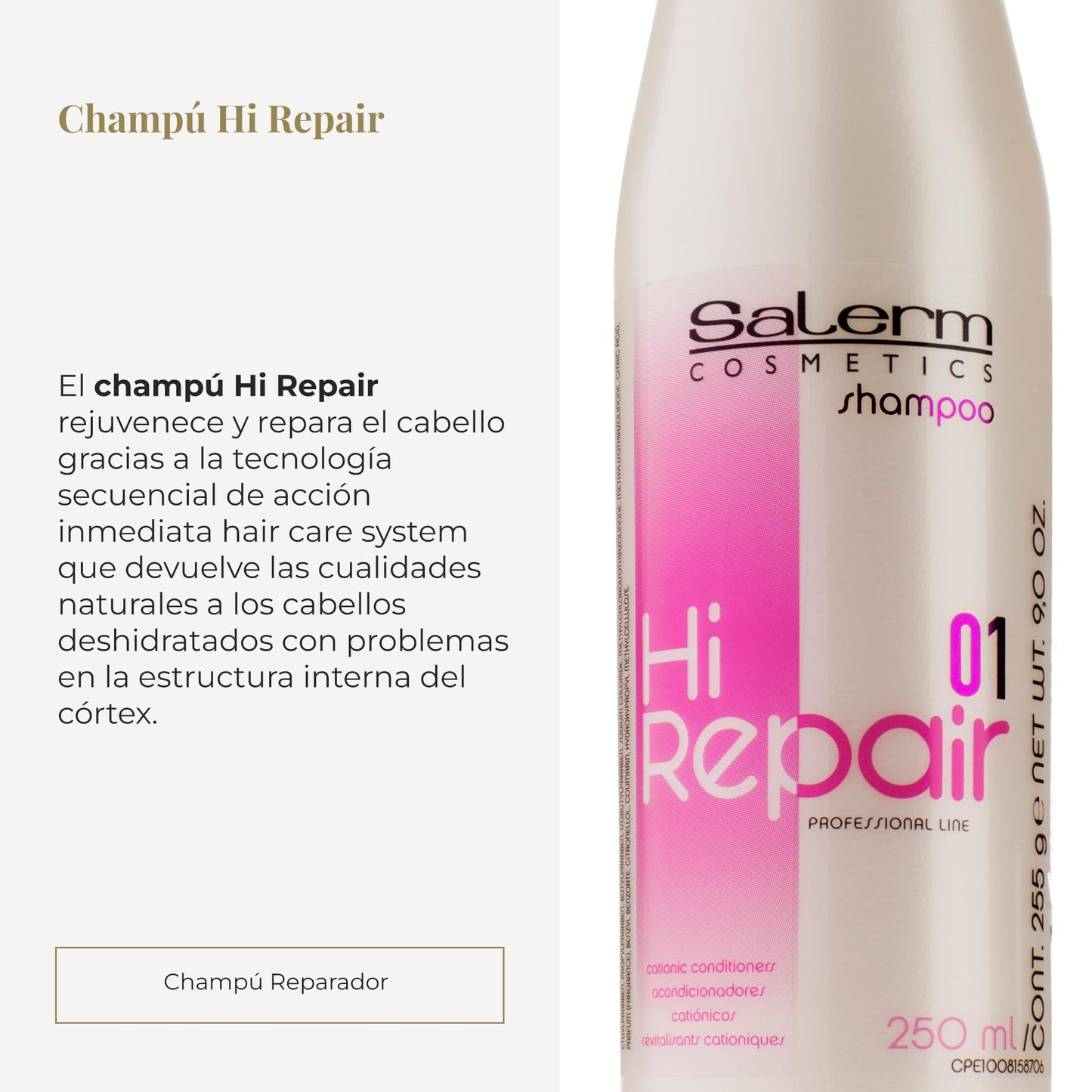 Salerm Cosmetics 01 Hi Repair Shampoo, 9 Ounce (Pack of 2)