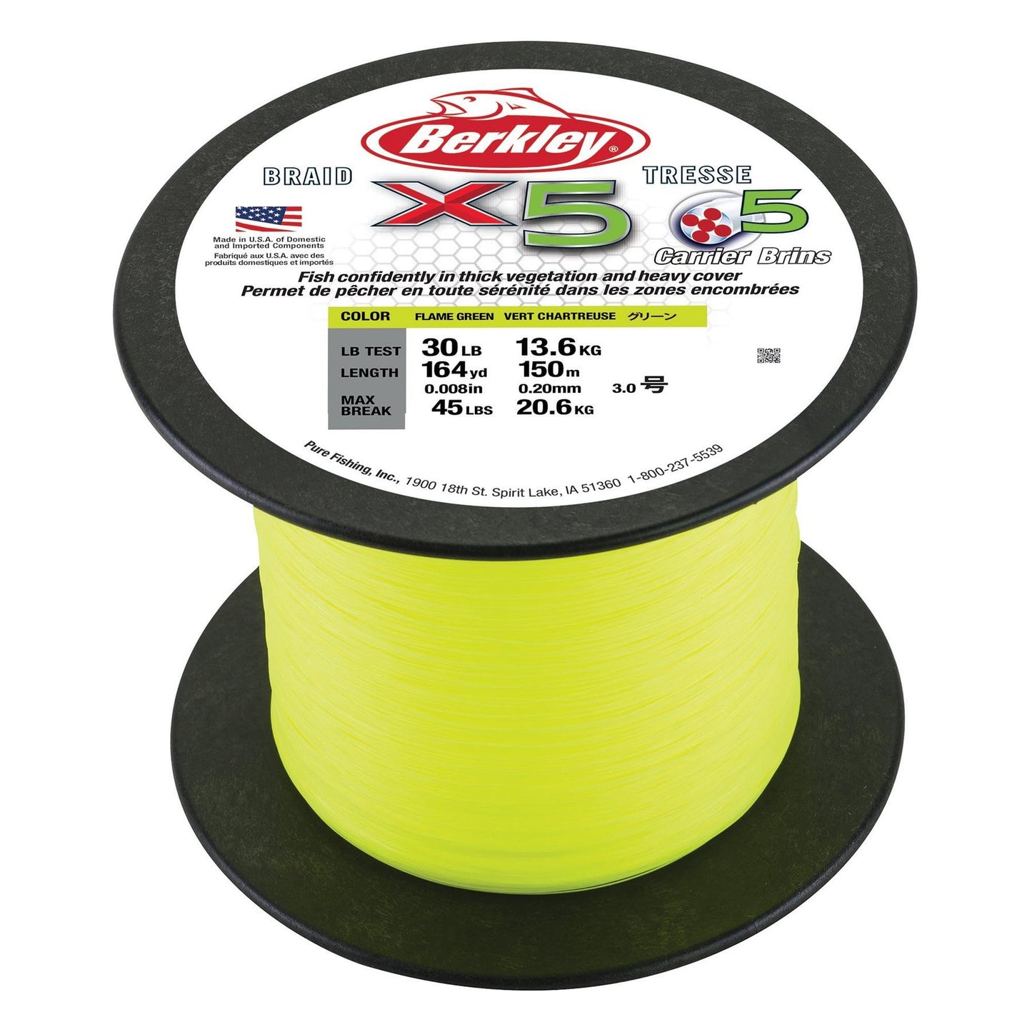 Berkley x5 Braid Superline, Crystal, 15-Pound Break Strength, 164yd Fishing Line, Suitable for Freshwater and Saltwater Environments