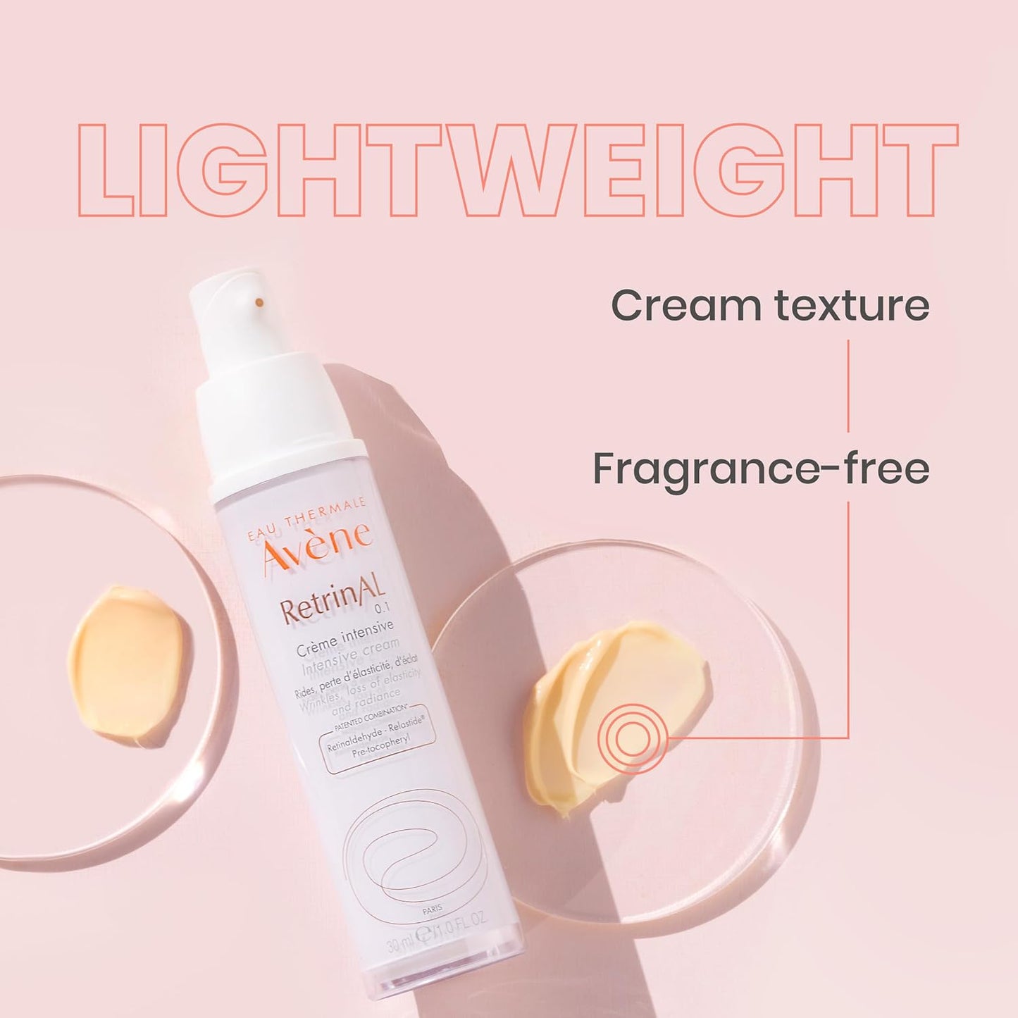 Avene RetrinAL 0.1 Intensive Cream - Retinaldehyde Anti-Aging Treatment | Brighten & Rejuvenate Skin, 1.01 Oz (Pack of 2)